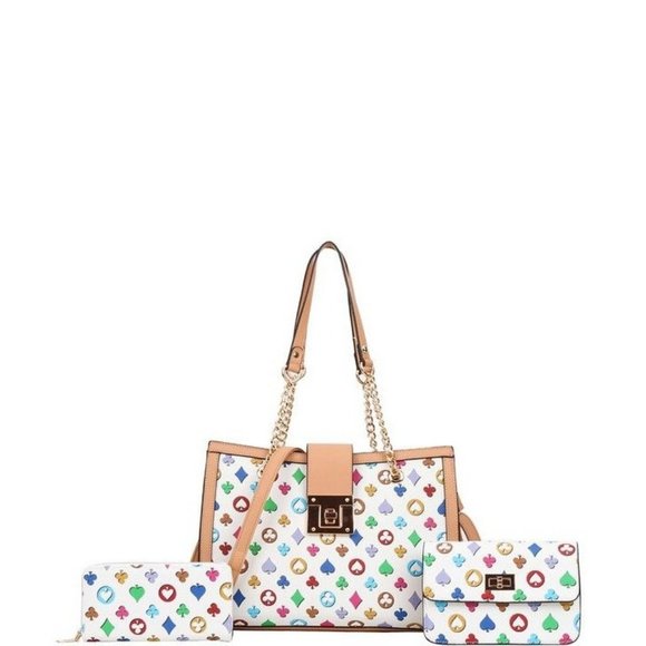 Handbags - 2In1 Designer Monogram Shoulder Bag Wallet - White